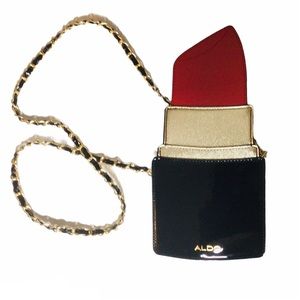 Aldo Red and Gold Lipstick Crossbody Bag